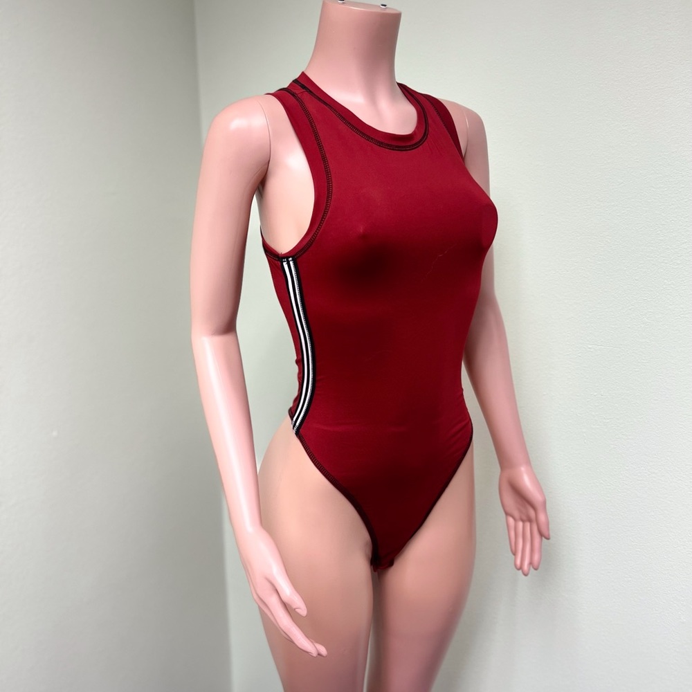 Open back red bodysuit